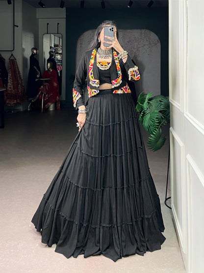 Gamthi Mirror Work Lehenga Set  Navratri Garba Wear