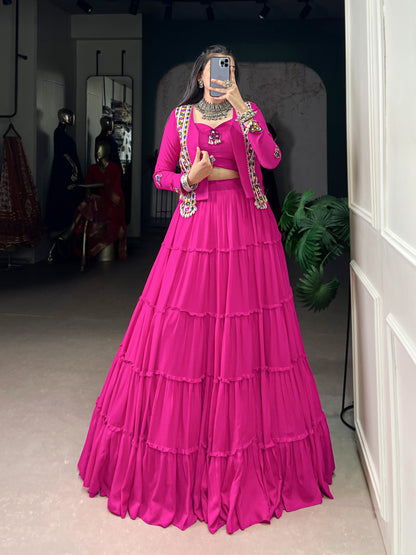 Gamthi Mirror Work Lehenga Set  Navratri Garba Wear