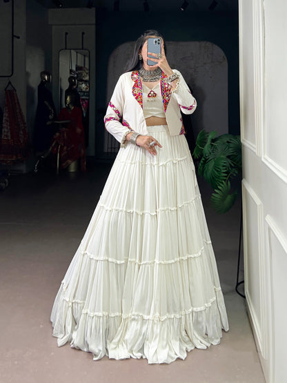 Gamthi Mirror Work Lehenga Set  Navratri Garba Wear