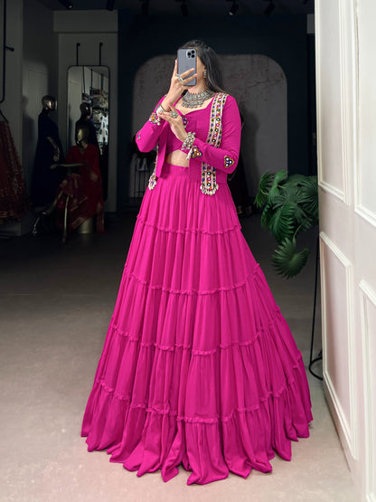 Gamthi Mirror Work Lehenga Set  Navratri Garba Wear
