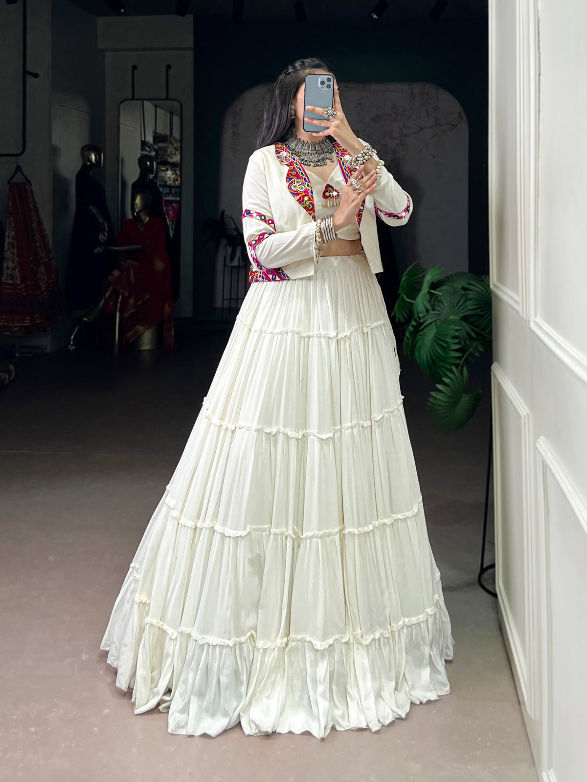 Gamthi Mirror Work Lehenga Set  Navratri Garba Wear