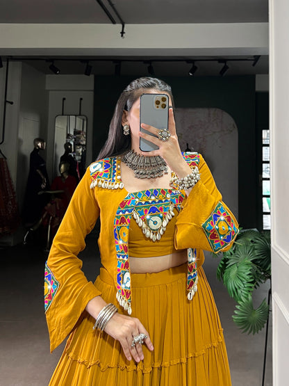 Gamthi Mirror Work Lehenga Set  Navratri Garba Wear