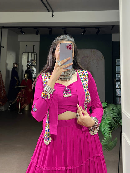 Gamthi Mirror Work Lehenga Set  Navratri Garba Wear