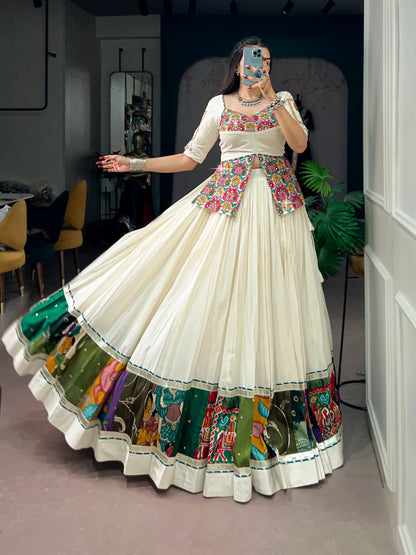 Khadi Cotton Gamthi Lehenga, Multicolor Garba Festive Wear, Navratri Traditional Outfit
