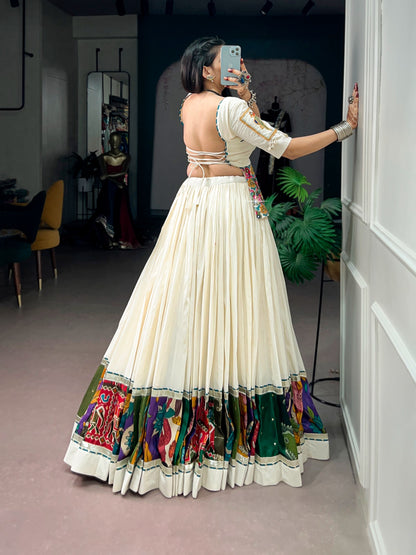 Khadi Cotton Gamthi Lehenga, Multicolor Garba Festive Wear, Navratri Traditional Outfit