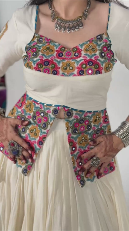Khadi Cotton Gamthi Lehenga, Multicolor Garba Festive Wear, Navratri Traditional Outfit